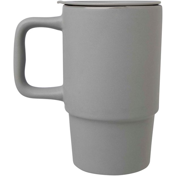 Obrázky: Sivý keramický hrnček 450 ml s plastovým viečkom, Obrázok 8