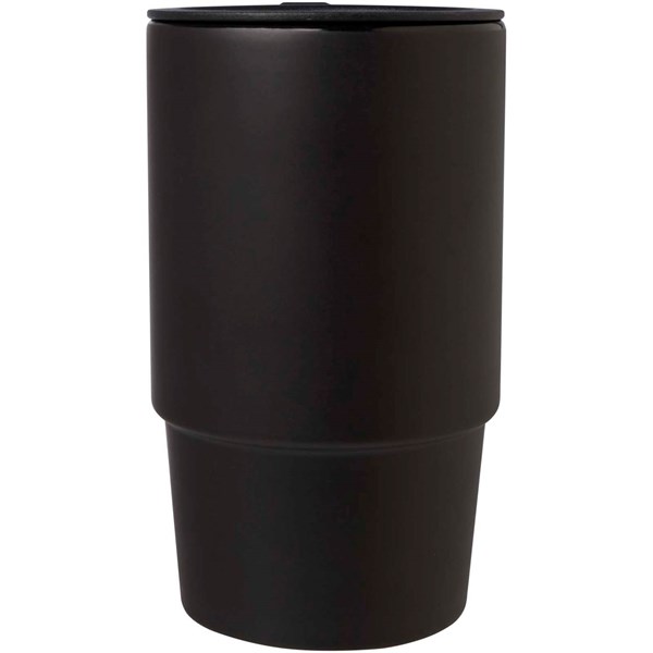 Obrázky: Čierny keramický hrnček 450 ml s plastovým viečkom, Obrázok 5