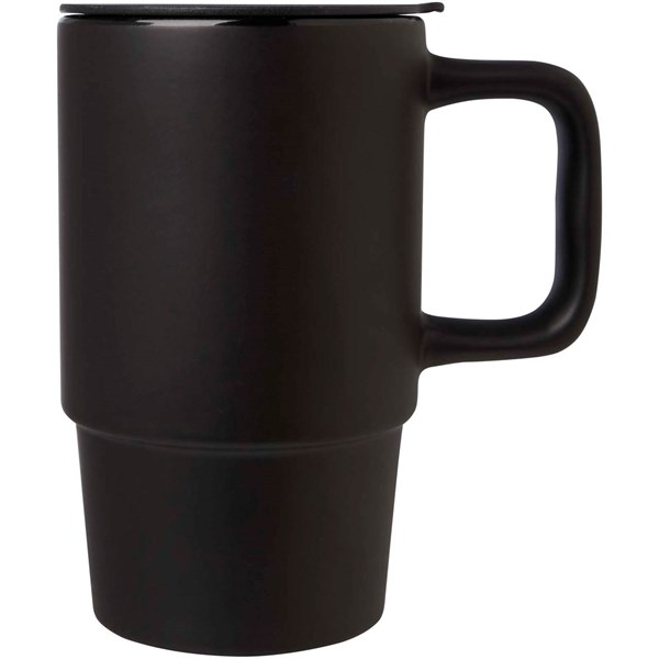 Obrázky: Čierny keramický hrnček 450 ml s plastovým viečkom, Obrázok 7