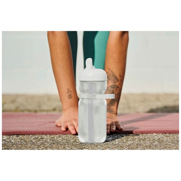 Obrázky: Šport. fľaša 600ml, pútko a vykláp. víčko, biela, Obrázok 4