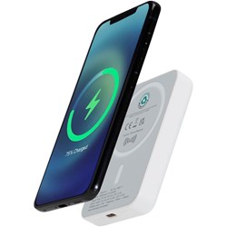 Zobrazit detaily pro Bezdrôtová magnetická powerbanka 5000 mAh, biela Obrázky: Bezdrôtová magnetická powerbanka 5000 mAh, biela