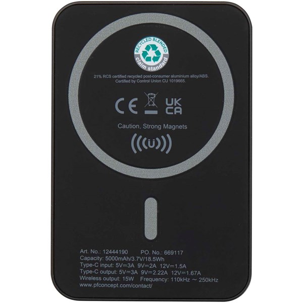 Obrázky: Bezdrôtová magnetická powerbanka 5000 mAh, čierna, Obrázok 2