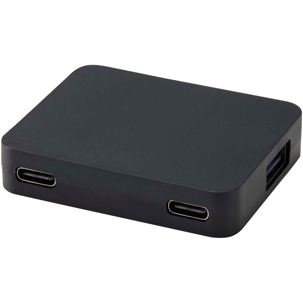 Obrázky: Čierny 4port. USB hub/výstupUSB-A+Typ-C/duál.Vstup
