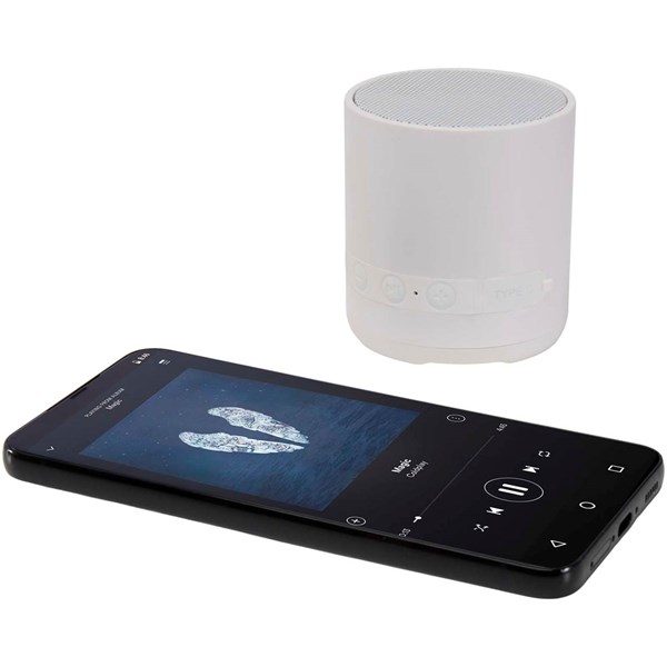 Obrázky: Biely 3W bezdrôtový reproduktor z recykl. plastu, Obrázok 5