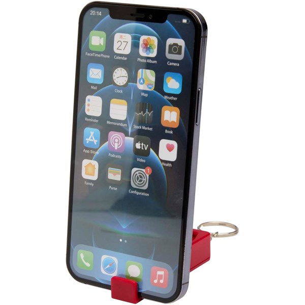 Obrázky: Červený prívesok/stojan na telefón s antistresom