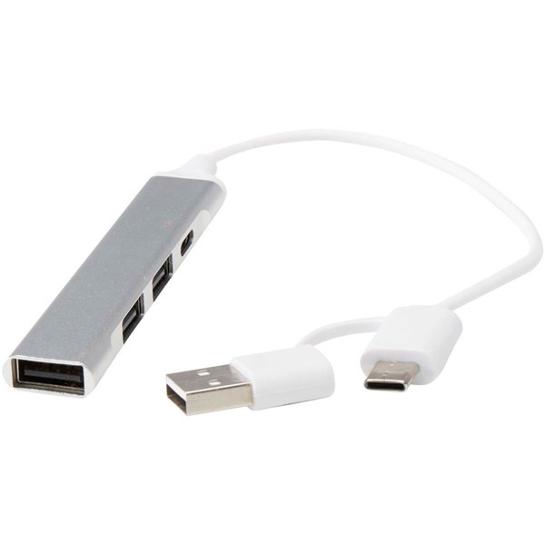 Obrázky: 4-portový USB-A a Type-C húb z recykl. hliníka, Obrázok 5