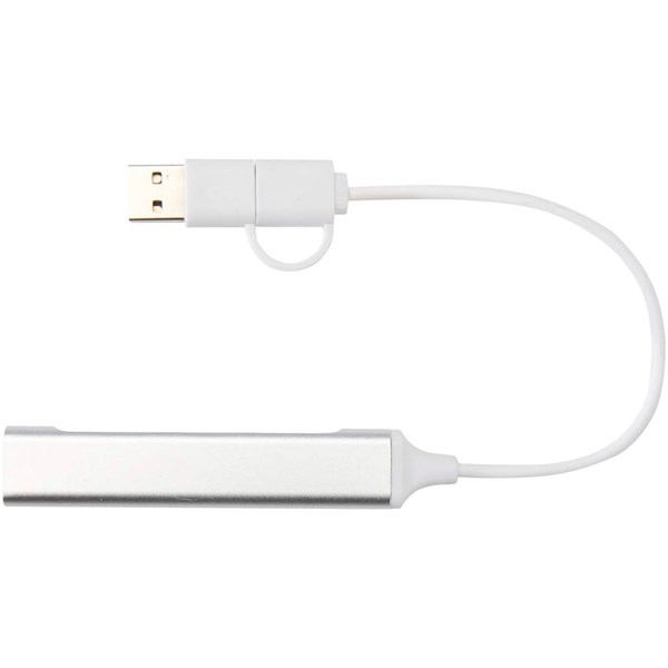 Obrázky: 4-portový USB-A a Type-C húb z recykl. hliníka, Obrázok 7