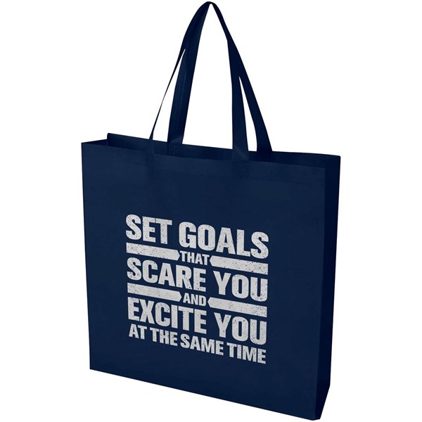 Obrázky: N.modrá netkaná nákup.taška so zl.dnom z GRS, 12L, Obrázok 7