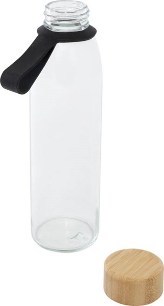 Obrázky: Sklenená fľaša 500ml, silikón. rukoväť, černá, Obrázok 2