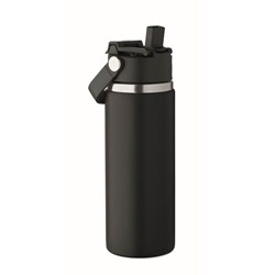 Obrázky: Dvojstenná fľaša 500 ml s rukoväťou, čierna