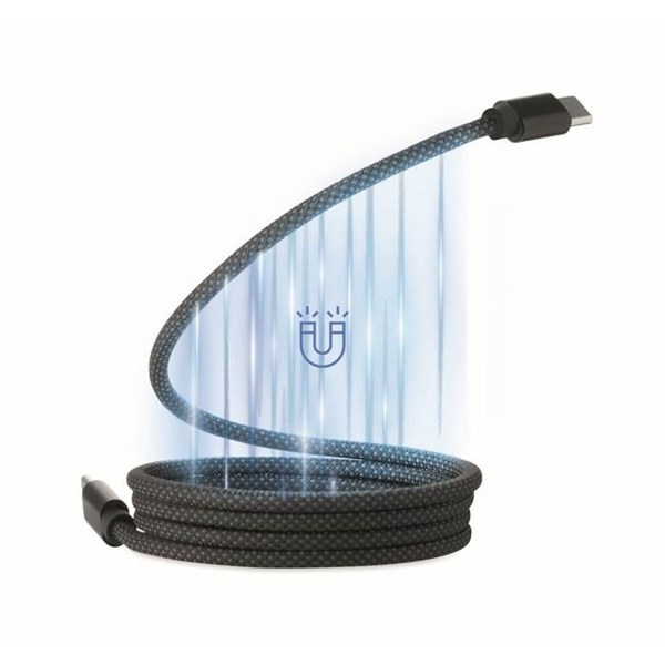 Obrázky: Opletený magnetický kábel z RPET, čierna