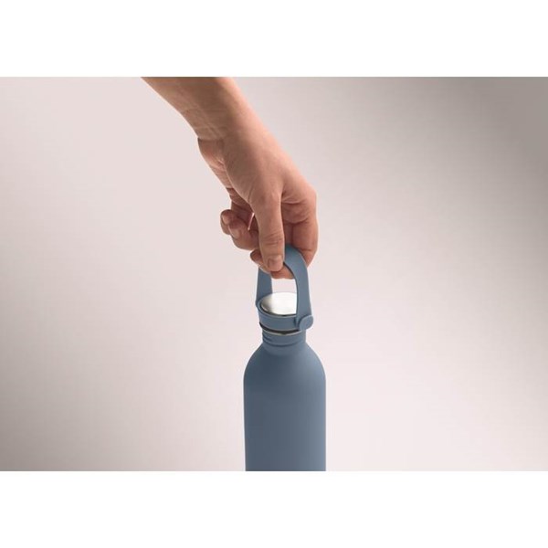 Obrázky: Jednostenná fľaša 500ml s pogum.povrch.,petrolej, Obrázok 3