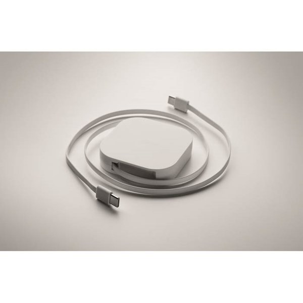 Obrázky: Zaťahovací 100W a nabíjecí kábel, biely, Obrázok 3