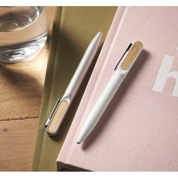 Obrázky: Komb. gul. pero recykl. hliník, rec. ABS, biela, Obrázok 6