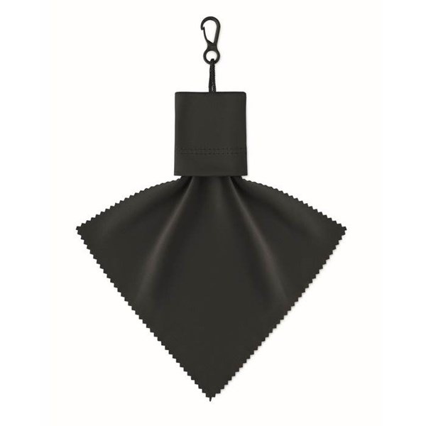 Obrázky: Čierna čistiaca handrička z RPET s puzdrom, Obrázok 3