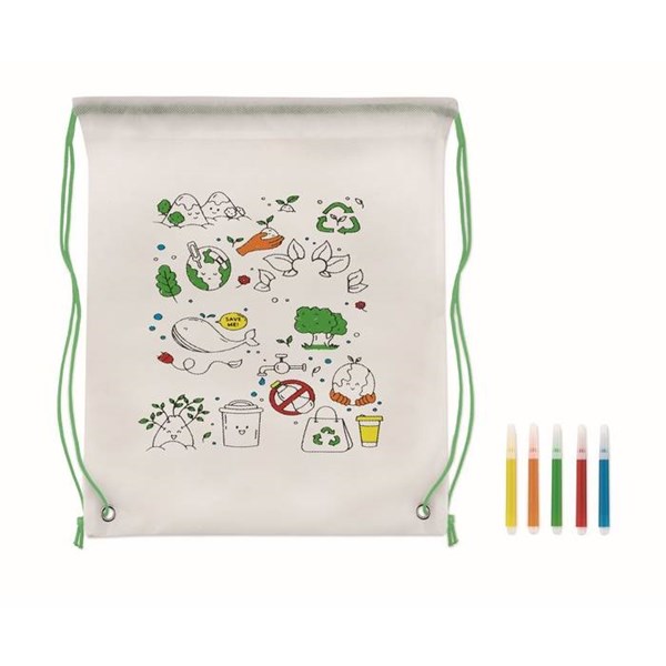 Obrázky: Sťahovací ruksak na vyfarbenie, limetkové šnúrky, Obrázok 5