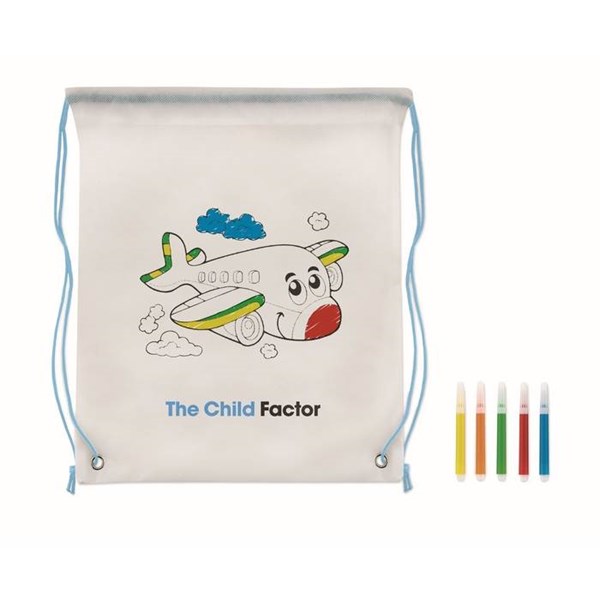 Obrázky: Sťahovací ruksak na vyfarbenie, svetlomodré šnúrky, Obrázok 6