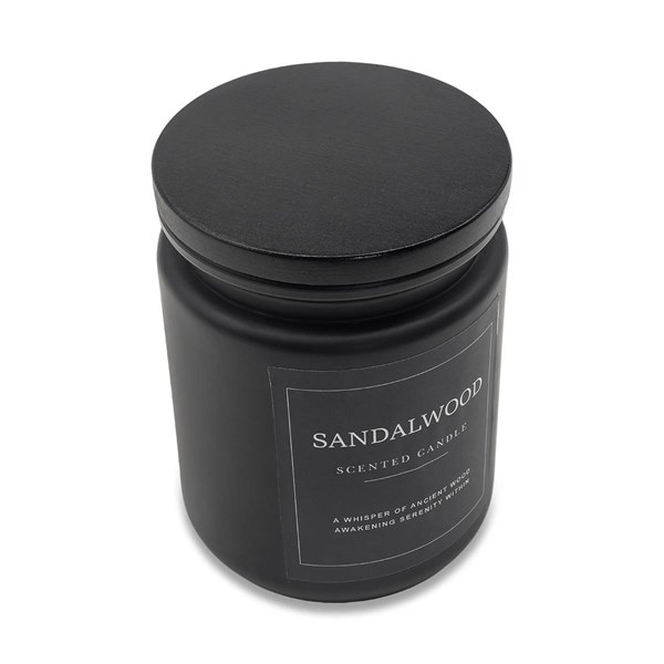 Obrázky: Černá sviečka v sklen.nádobe s dreveným viečkom, Obrázok 3