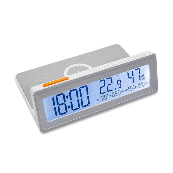 Obrázky: Bezdrôtová nabíjačka, hodiny a teplomer, biela, Obrázok 2