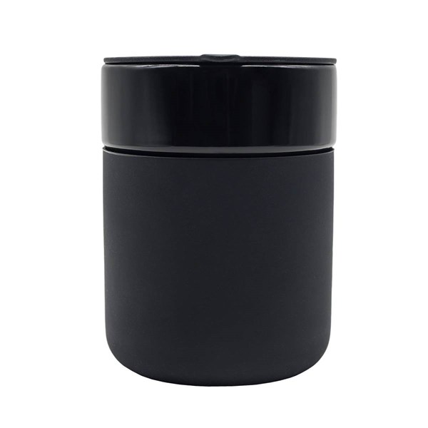 Obrázky: Keram.hrnček 370ml, povrch a viečko silikón,čierna, Obrázok 2