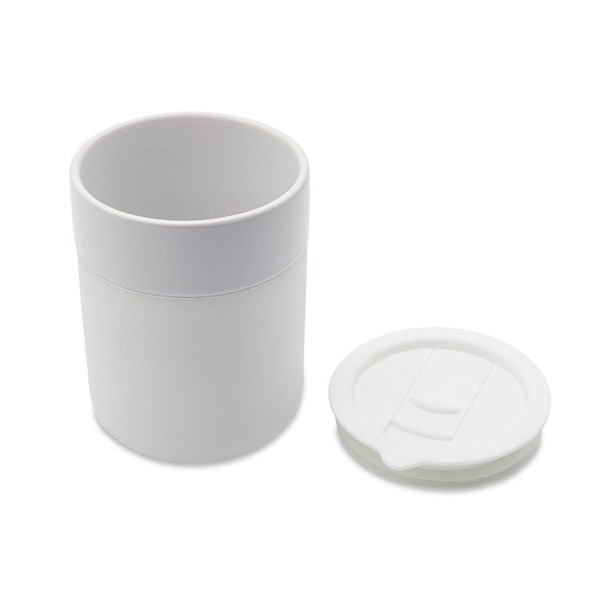 Obrázky: Keram.hrnček 370ml, povrch a viečko silikón,biela, Obrázok 4