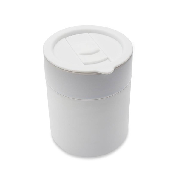 Obrázky: Keram.hrnček 370ml, povrch a viečko silikón,biela, Obrázok 5