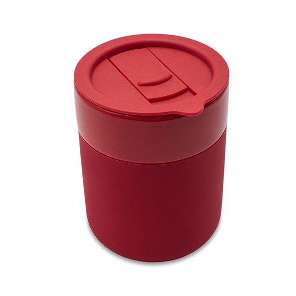 Obrázky: Ker.hrnček 370ml, povrch a viečko silikón,červená, Obrázok 5