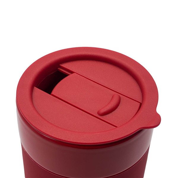 Obrázky: Ker.hrnček 370ml, povrch a viečko silikón,červená, Obrázok 6