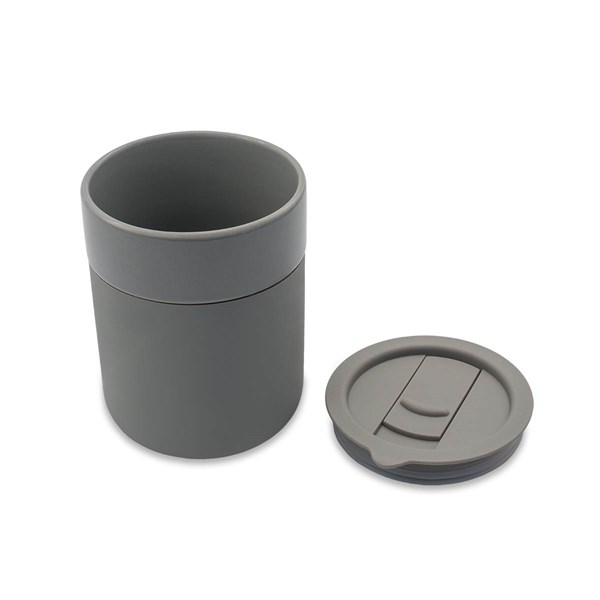 Obrázky: Keram.hrnček 370ml, povrch a viečko silikón,šedá, Obrázok 4