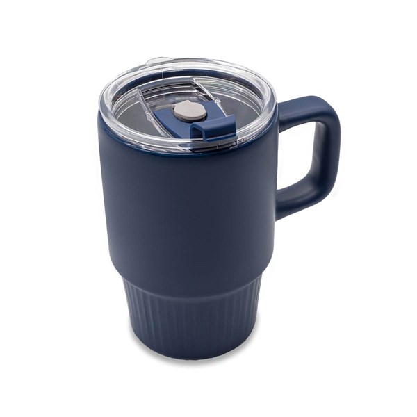 Obrázky: Matný keramický hrnček s viečkom 440 ml, modrá, Obrázok 5