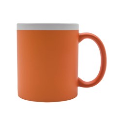 Obrázky: Keram.hrnček soft-touch 350ml, biely okraj, oranž.