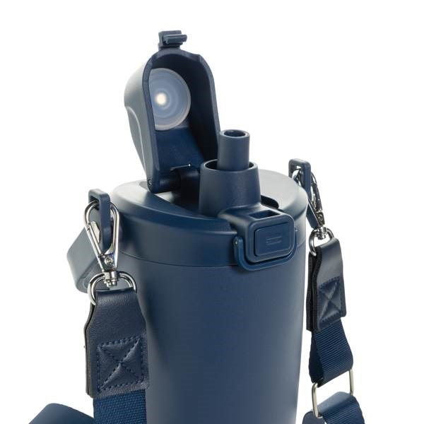 Obrázky: Recyklovaný nerez termohrnček s remienkom, modrý, Obrázok 6