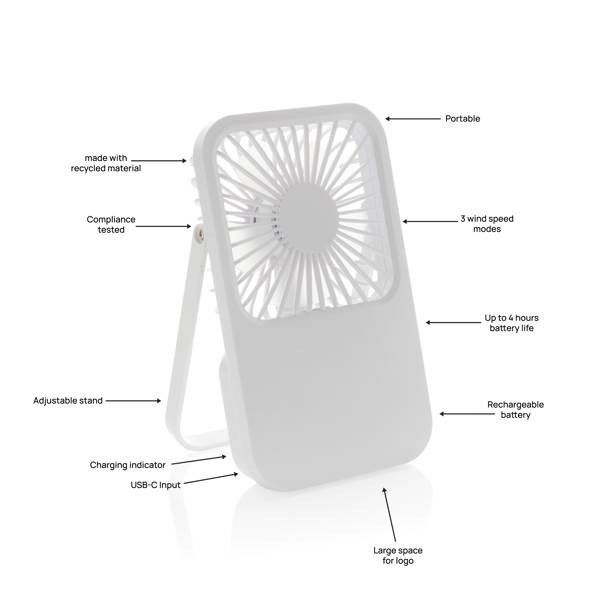 Obrázky: Recyklovaný nabíjateľný stol.ventilátor RCS, biely, Obrázok 2