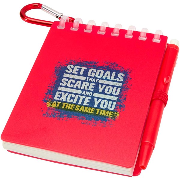 Obrázky: Pozn. blok s karabínou a rec. perom ČN, červená, Obrázok 10