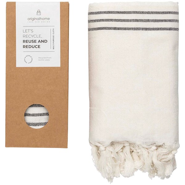 Obrázky: Krémová biela látka z rec. materiálu, 85 x 175 cm