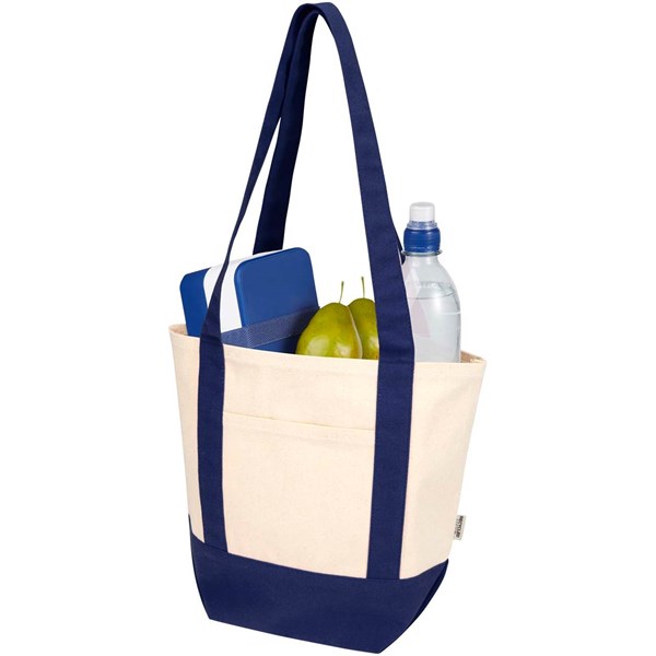 Obrázky: Nákupná taška 320g, rec. bavlna, prírodná/modrá, Obrázok 6