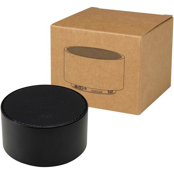 Obrázky: Čierny 3W Bluetooth® reproduktor z rec. hliníku