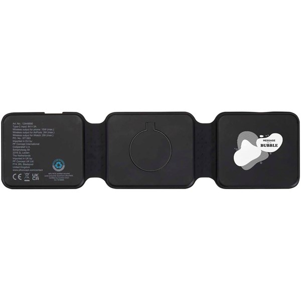 Obrázky: Čierna sklad.bezdrôt.nabíjačka 3v1/15W z rec. ABS, Obrázok 3