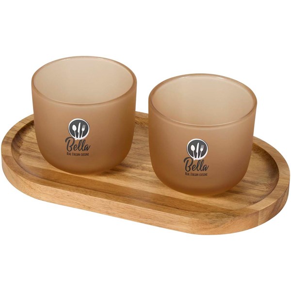 Obrázky: Servírov. podnos a sada 2 sklenených šálok, béžová, Obrázok 6