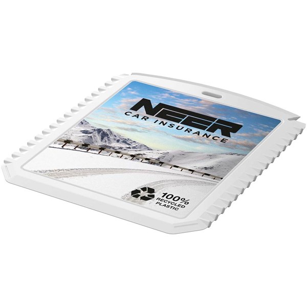 Obrázky: Obdĺžniková škrabka na ľad z rec. plastu, biela, Obrázok 3