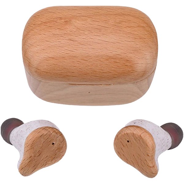 Obrázky: Slúchadlá Prixton TWS163 s ENC, hnedé bukové drevo, Obrázok 3