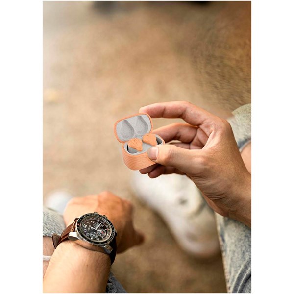 Obrázky: Slúchadlá Prixton TWS163 s ENC, hnedé bukové drevo, Obrázok 5