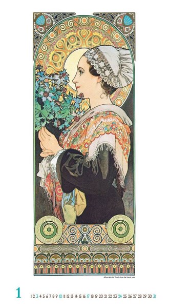 Obrázky: ALFONS MUCHA, nástenný kalendár 330x600 mm, Obrázok 2