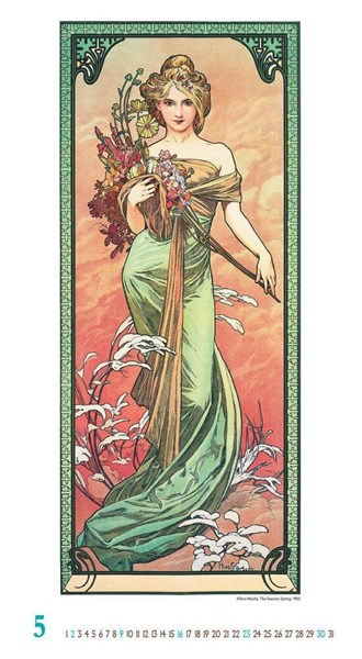 Obrázky: ALFONS MUCHA, nástenný kalendár 330x600 mm, Obrázok 9