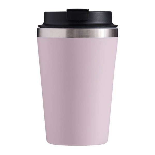 Obrázky: Dvojstenný termohrnček 350ml nerez/plast,sv.ružový, Obrázok 2