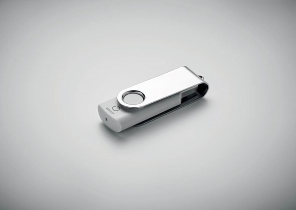 Obrázky: USB flash disk Twister 16 GB z recykl. ABS, biely, Obrázok 2
