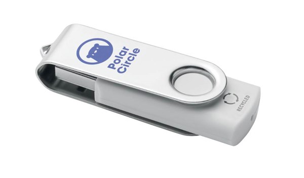 Obrázky: USB flash disk Twister 16 GB z recykl. ABS, biely, Obrázok 3
