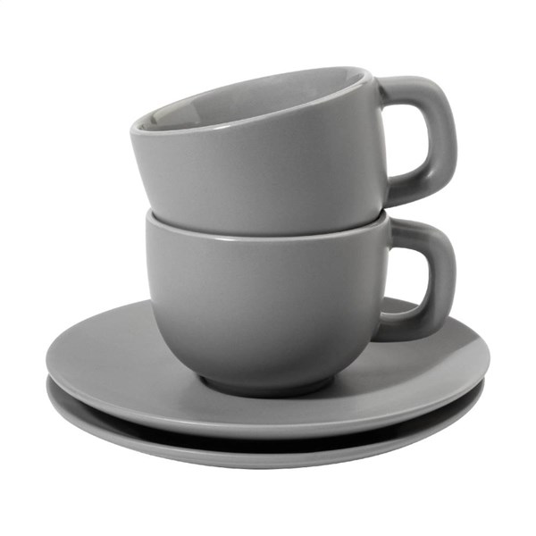 Obrázky: 2ks šálok 200ml s podšálkou na cappuccino, šedé