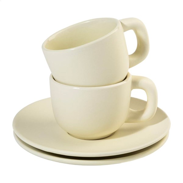 Obrázky: 2ks šálok 85ml s podšálkou na espresso, béžové