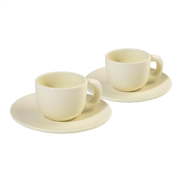 Obrázky: 2ks šálok 85ml s podšálkou na espresso, béžové, Obrázok 2